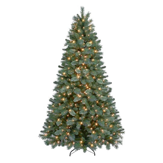 6.5Ft Pre-Lit Teton Artificial Pine Tree, Clear LED Lights By Puleo International in Green | 40" x 78" | Michaels®